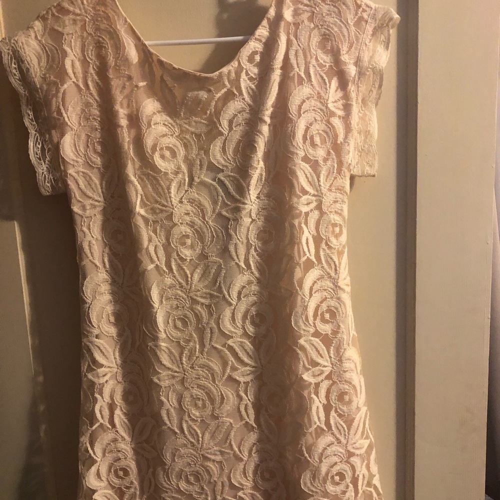 Off White Mini Lace Dress